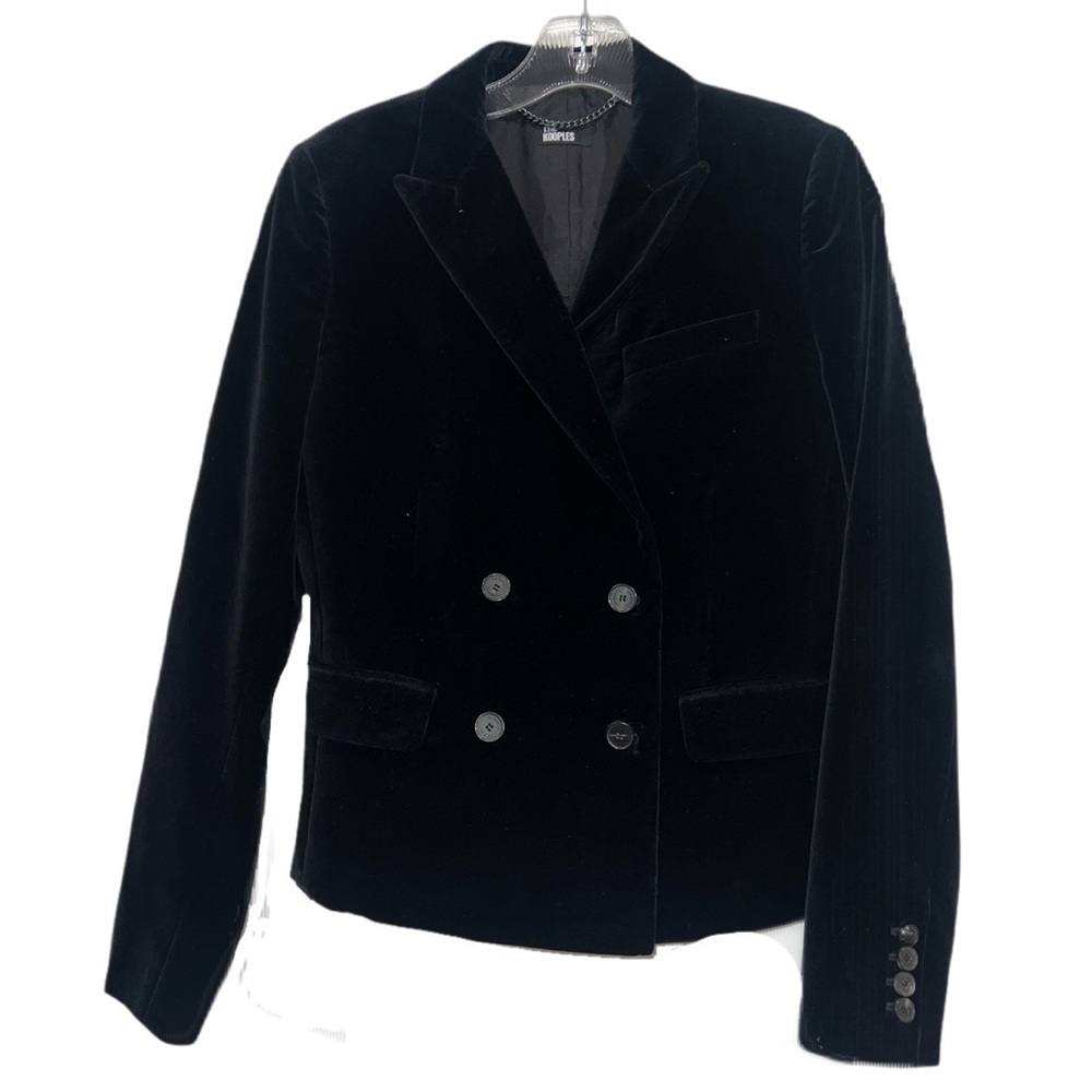 The Kooples Double Breasted Velvet Blazer (Black)